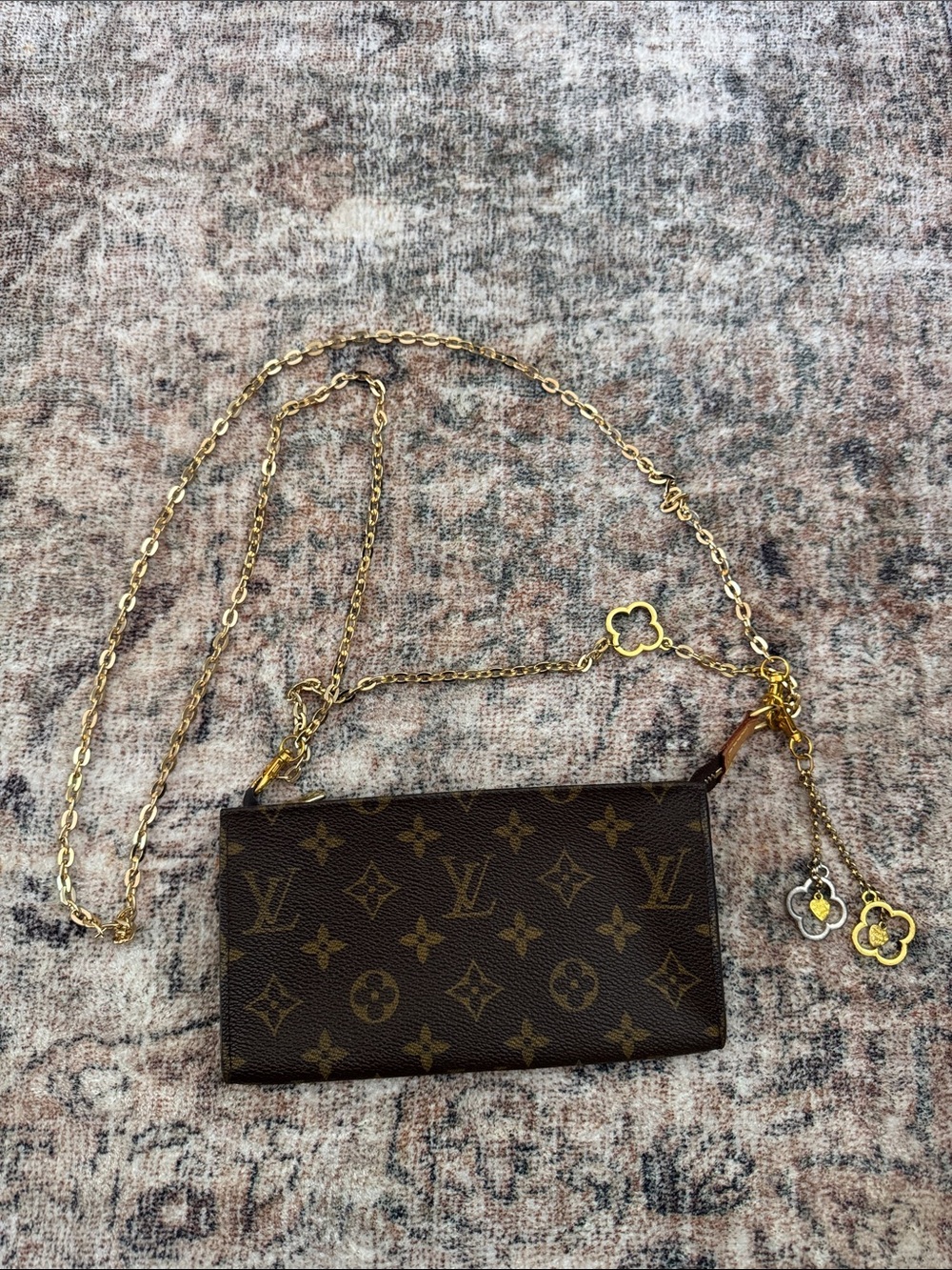 Louis Vuitton Monogram Mini Chain Pochette in Brown with Gold Hardware